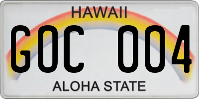 HI license plate GOC004