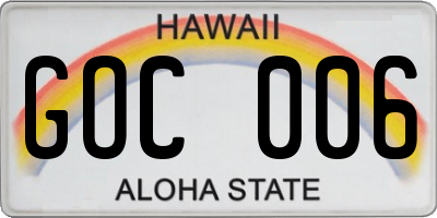 HI license plate GOC006
