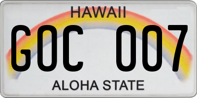 HI license plate GOC007