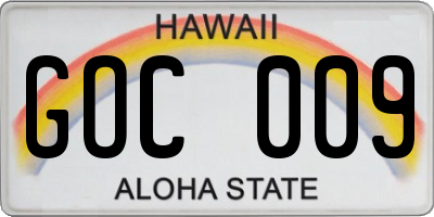 HI license plate GOC009