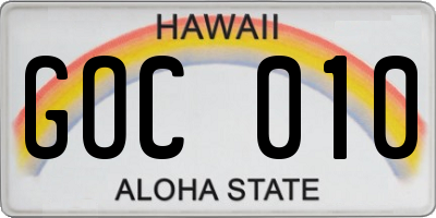 HI license plate GOC010