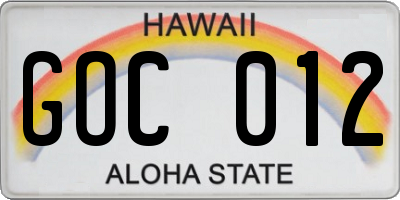 HI license plate GOC012