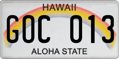HI license plate GOC013