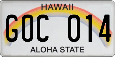 HI license plate GOC014