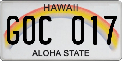 HI license plate GOC017