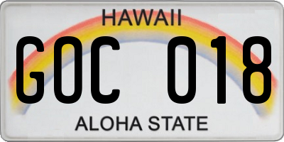HI license plate GOC018