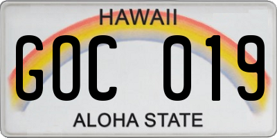 HI license plate GOC019