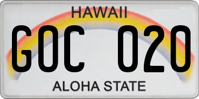HI license plate GOC020