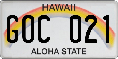 HI license plate GOC021