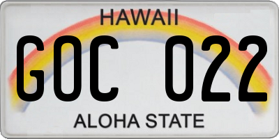 HI license plate GOC022