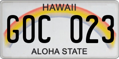 HI license plate GOC023