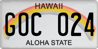 HI license plate GOC024