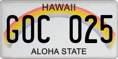 HI license plate GOC025
