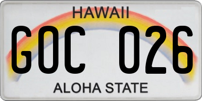 HI license plate GOC026