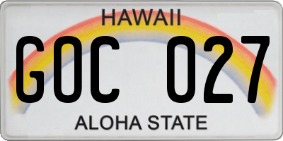 HI license plate GOC027