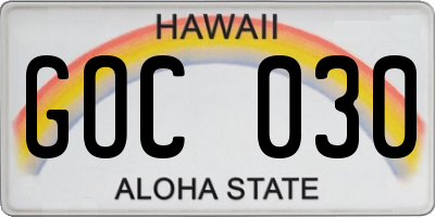 HI license plate GOC030