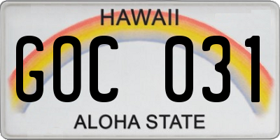 HI license plate GOC031