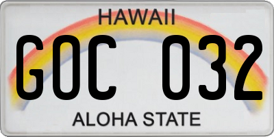 HI license plate GOC032