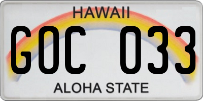 HI license plate GOC033