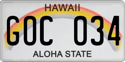 HI license plate GOC034