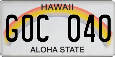 HI license plate GOC040