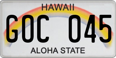 HI license plate GOC045
