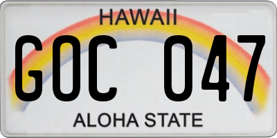 HI license plate GOC047