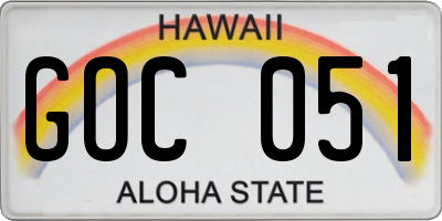 HI license plate GOC051