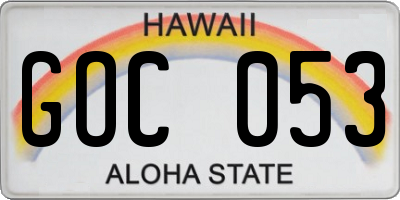 HI license plate GOC053