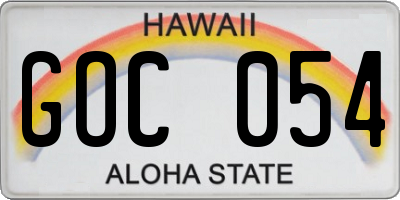 HI license plate GOC054
