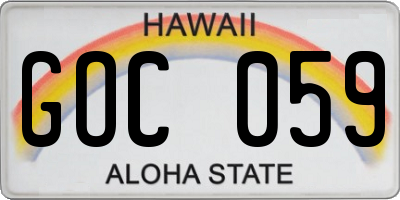 HI license plate GOC059