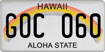 HI license plate GOC060