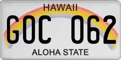 HI license plate GOC062