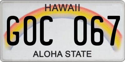 HI license plate GOC067