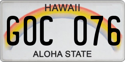 HI license plate GOC076