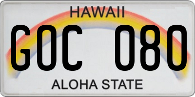 HI license plate GOC080