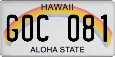 HI license plate GOC081