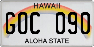 HI license plate GOC090
