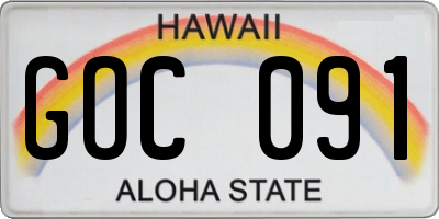 HI license plate GOC091