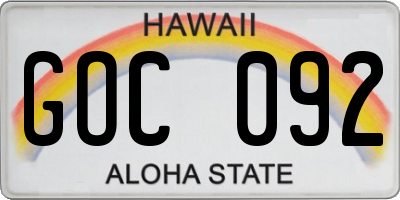 HI license plate GOC092