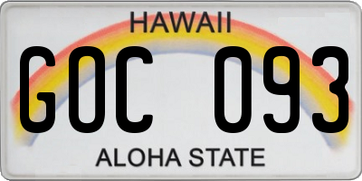 HI license plate GOC093