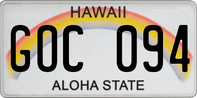 HI license plate GOC094