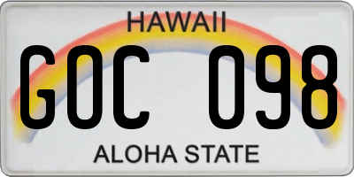 HI license plate GOC098