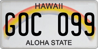 HI license plate GOC099