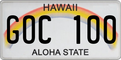 HI license plate GOC100