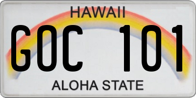 HI license plate GOC101
