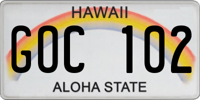 HI license plate GOC102