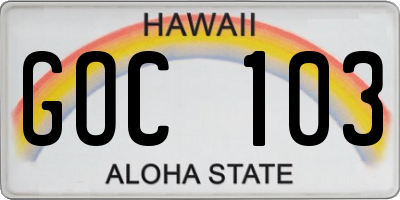 HI license plate GOC103