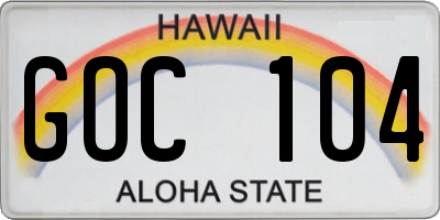 HI license plate GOC104