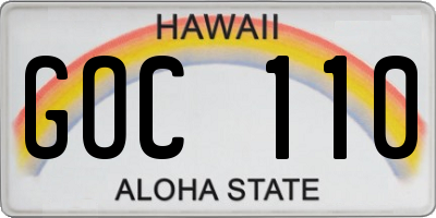 HI license plate GOC110